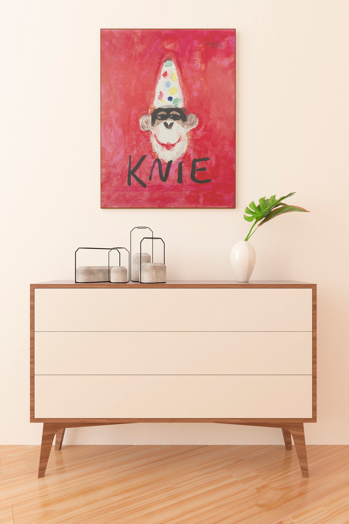 Knie Circus Clown Polka Dot Hat Vintage Swiss Circus Art Poster - Image 2