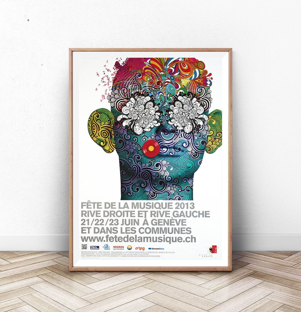 Fete de la Musique 2013 Geneva Psychedelic Face Concert Poster