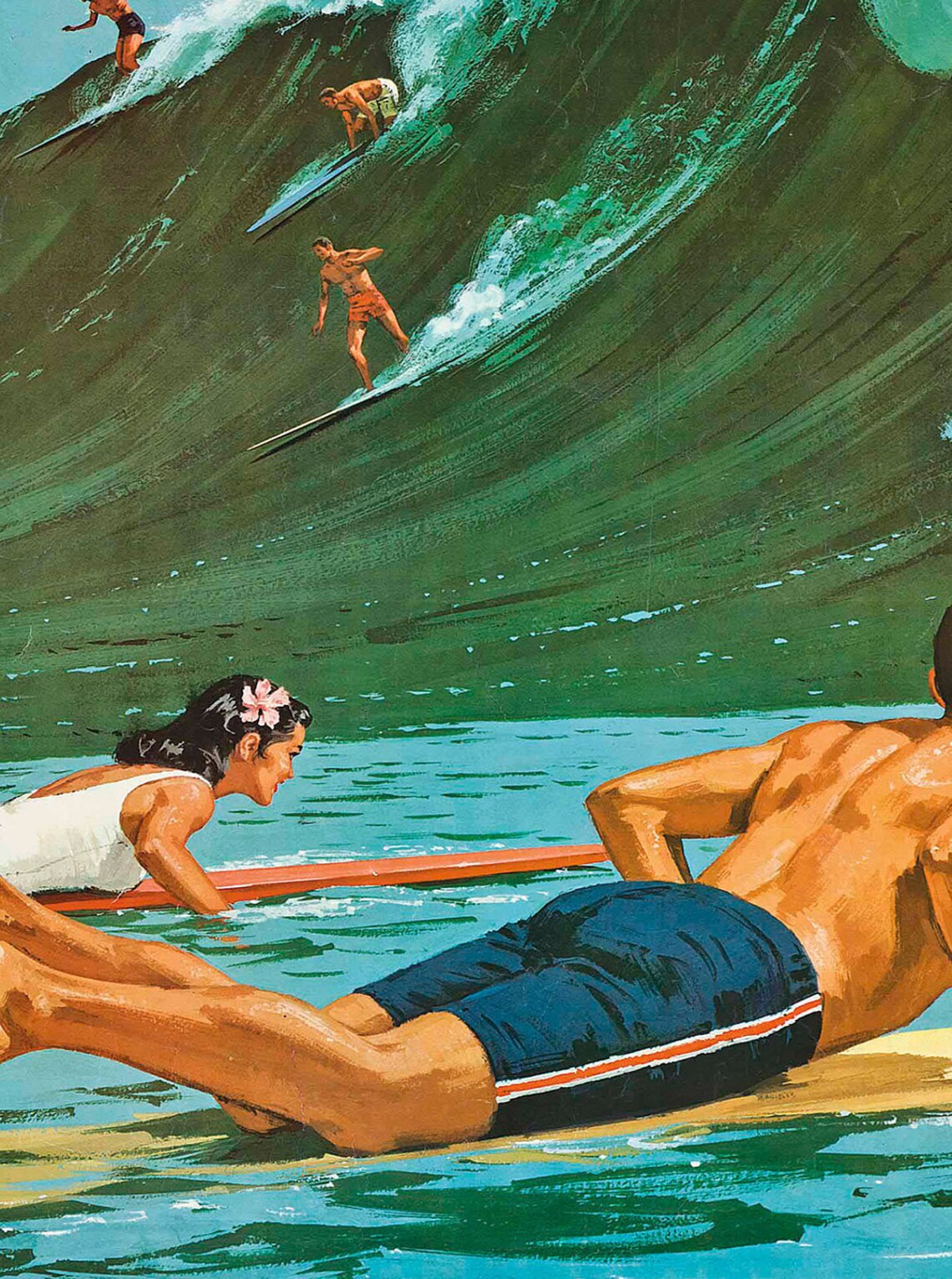 Hawaii Surfing Travel Poster, Retro Ocean Art - Image 2