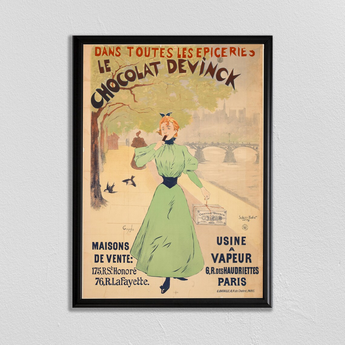 Vintage French 1930s Chocolat Devinck Poster Print
