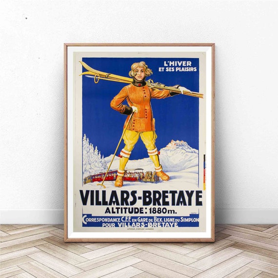 Vintage Ski Poster Skiing Art Swiss Print Sports Art Print Poster Ski Travel Print