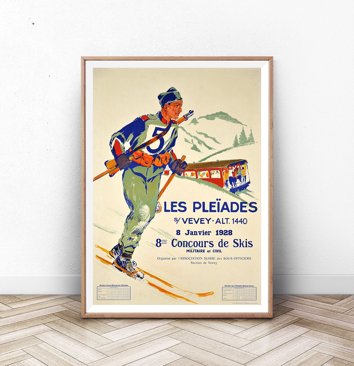 Swiss Ski Travel Poster, Retro European Travel Art
