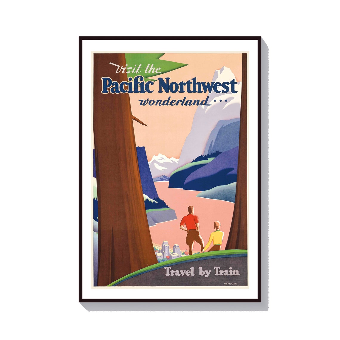 Visit Pacific Northwest Wonderland Vintage Travel by Train Art Poster