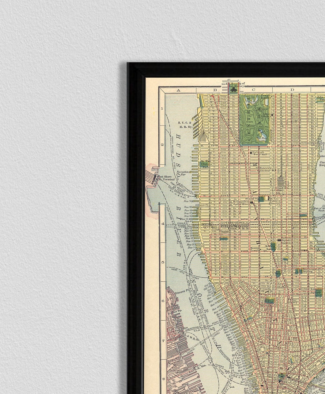 Antique New York City 1910 Manhattan Street Map Vintage Print - Image 2
