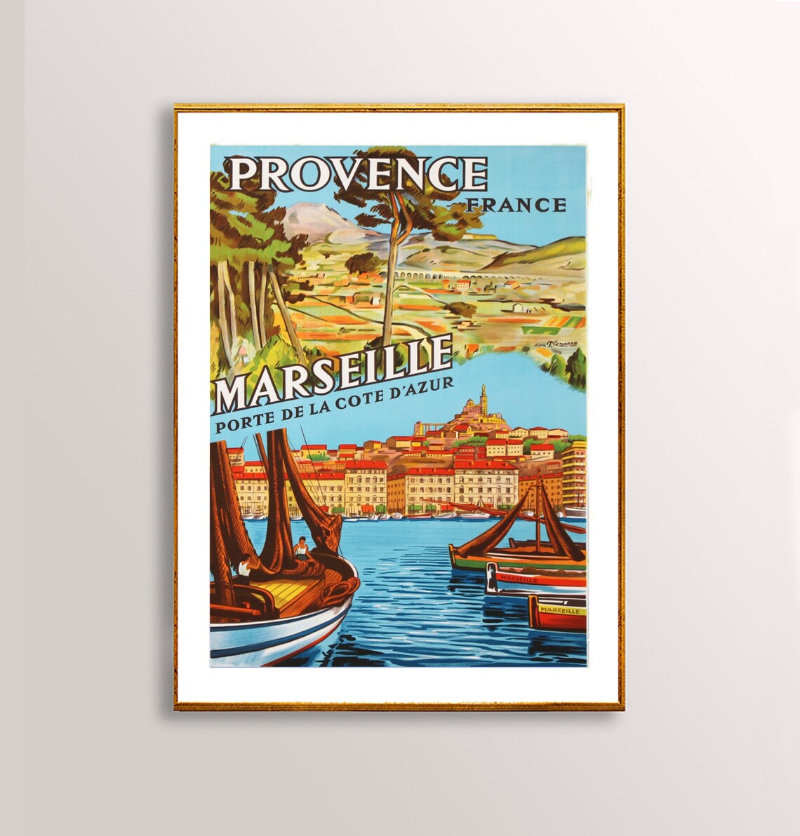 Marseille Provence France Vintage Riviera Harbor Travel Poster - Image 2
