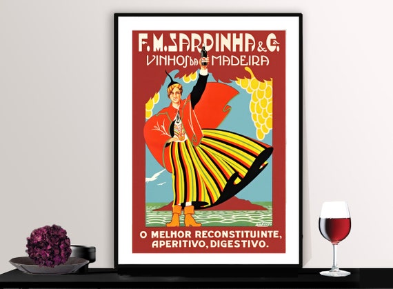 Fm Sardinha Vinhos Da Madeira Vintage Fooddrink Poster Poster Paper Or Print Gift Idea Wall Decor
