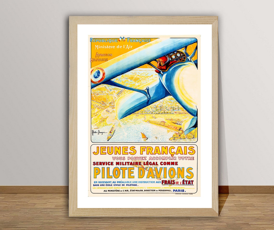 French Military Aviation Pilote d'Avions Vintage Recruitment Poster