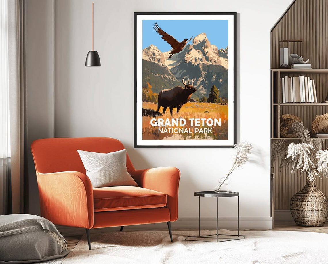 Grand Teton National Park Wyoming United States Vintage Travel Poster Travel Memories Gift Idea Wall Decor - Image 3