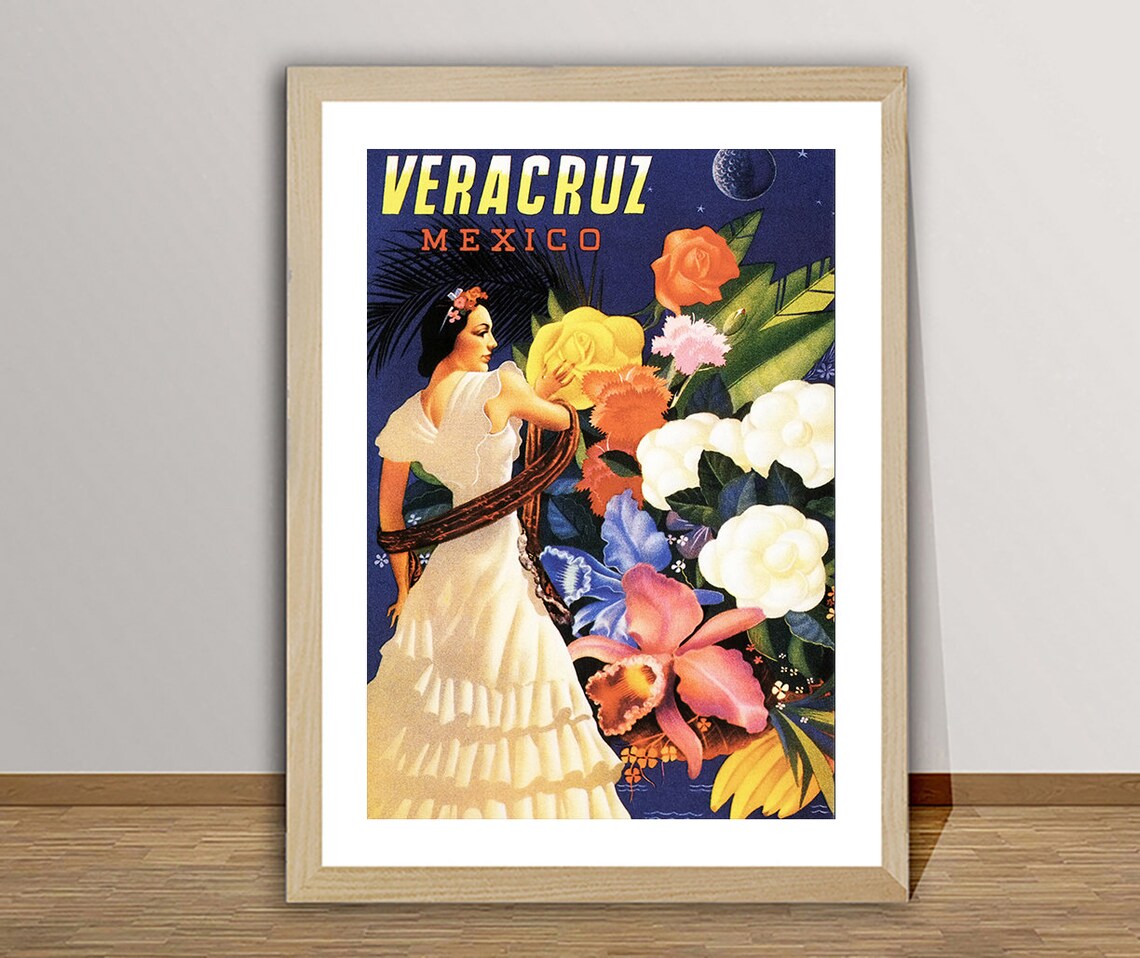 Vera Cruz Mexico Vintage Travel Poster, Retro Travel Poster
