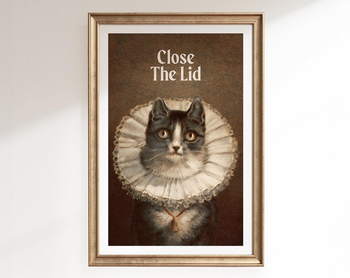 Close the Lid Funny Cat Classical Portrait Ruff Collar Poster