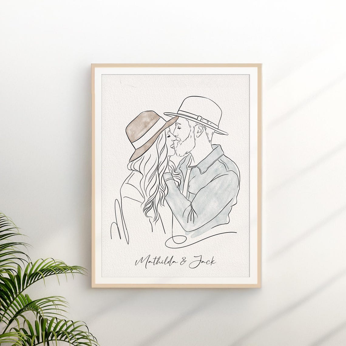 Custom Family Line Portrait, Gift For Him Art Print - Image 3
