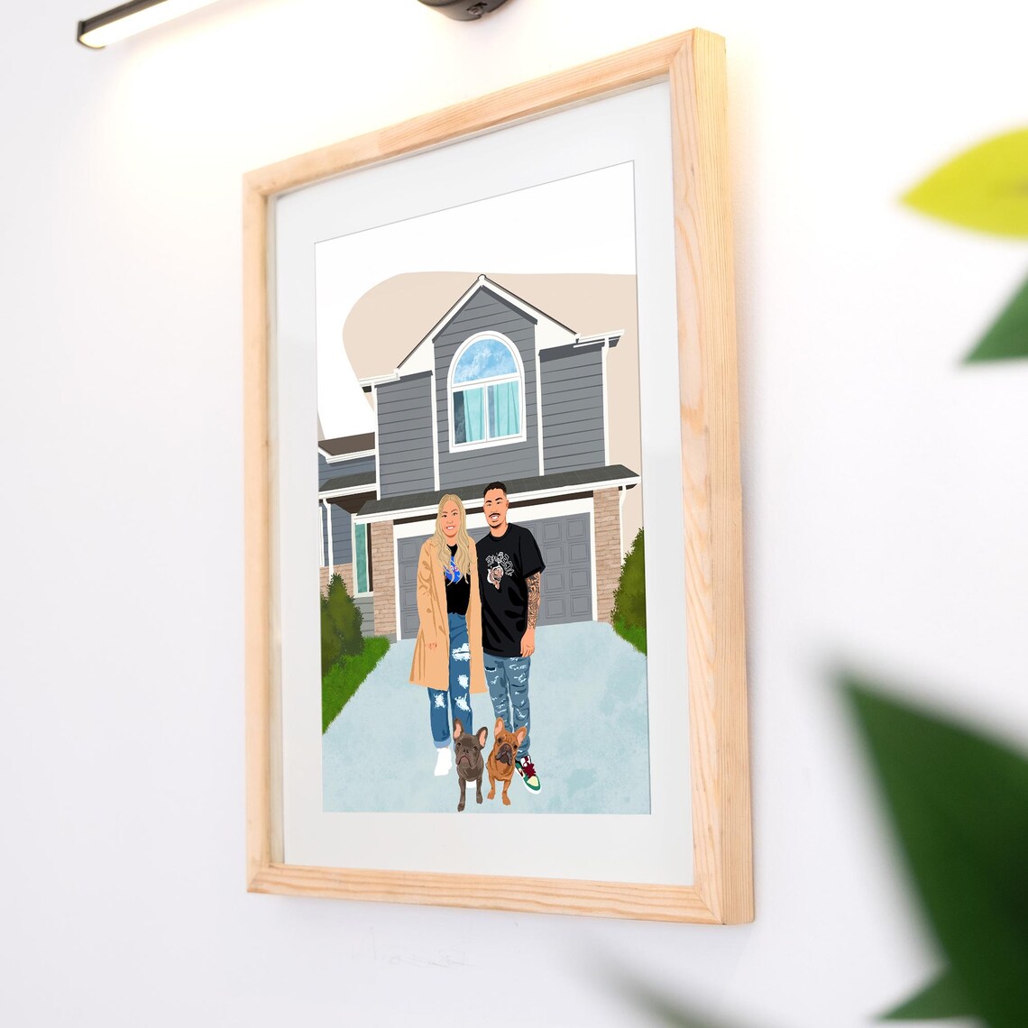 Custom Family Portrait with Dog and House Painting from Photo Poster - Image 3