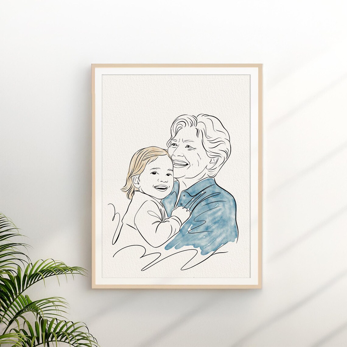 Custom Line Drawing Family Portrait, Gift for Mom - Image 3