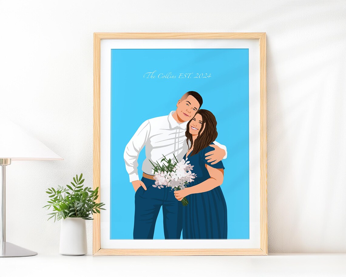 The Collins EST 2024 Custom Couple Portrait Illustration Poster