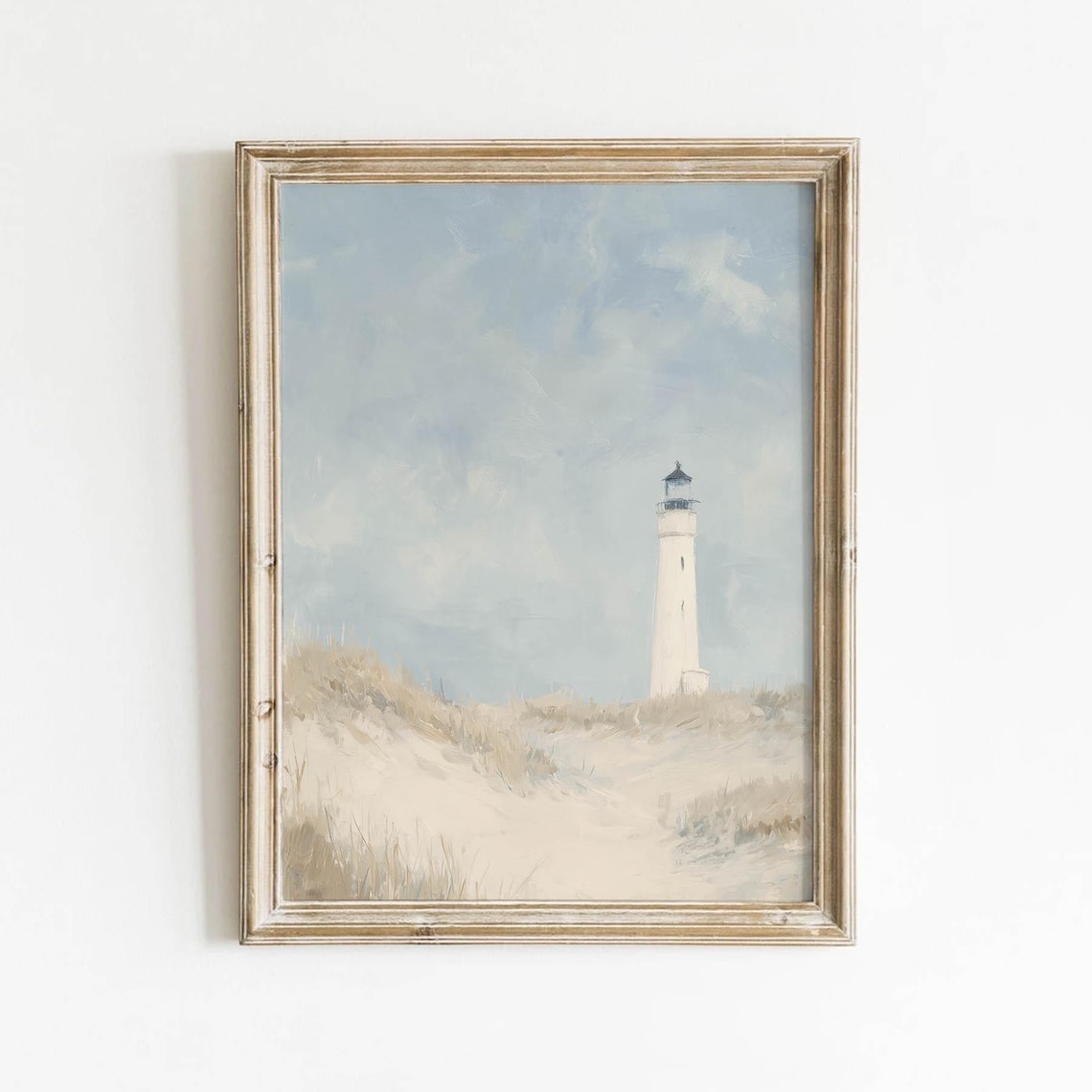 Lighthouse Coastal Dunes Vintage Travel Poster