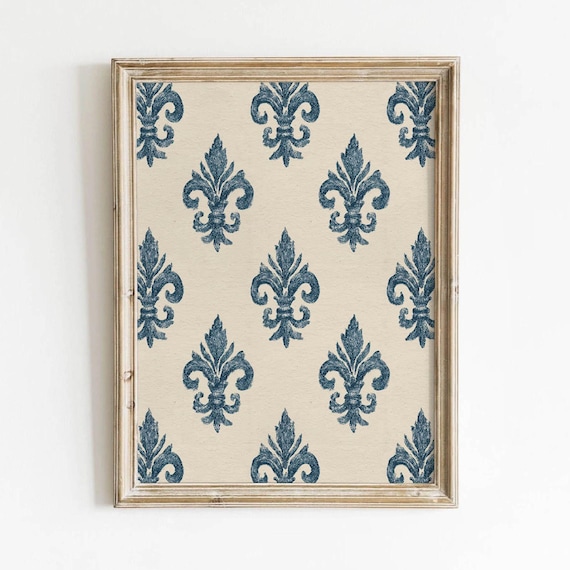 Blue Fleurdelis on Neutral Background, Vintage Poster
