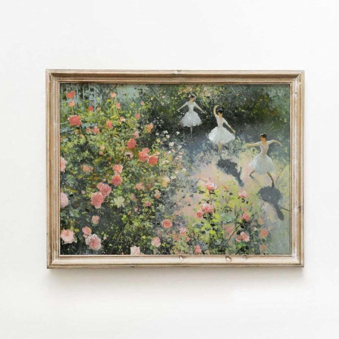 Ballerinas Dancing in Garden, Vintage Art Print