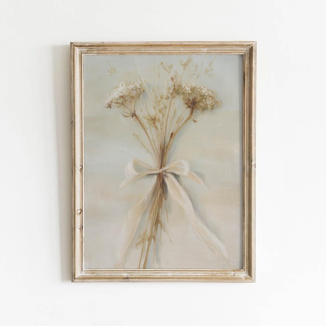 Dried Wildflower Bouquet Ribbon Vintage Neutral Floral Poster