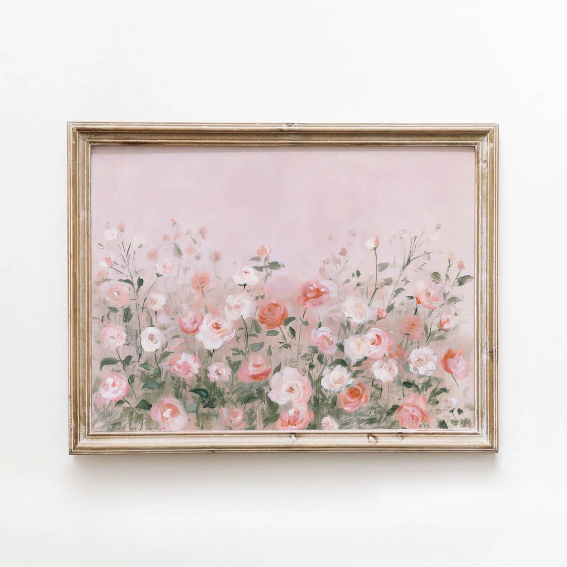 Dreamy Soft Pink Wildflower Meadow Vintage Romantic Floral Wall Art