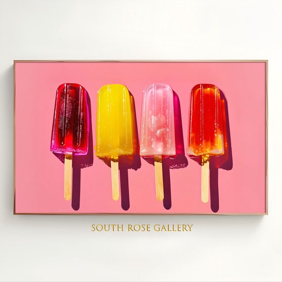 Frame Tv Art Summer Art For Tv Aesthetic Dcor Like Real Popsicles Wall Art Rainbow Pastel Colors Party Tv Art