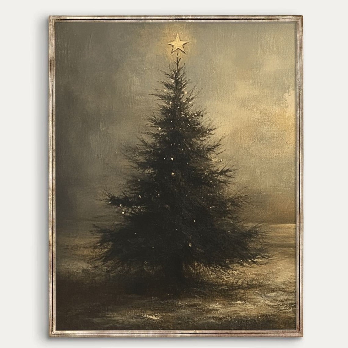 Vintage Christmas Tree Art Print, Winter Decor