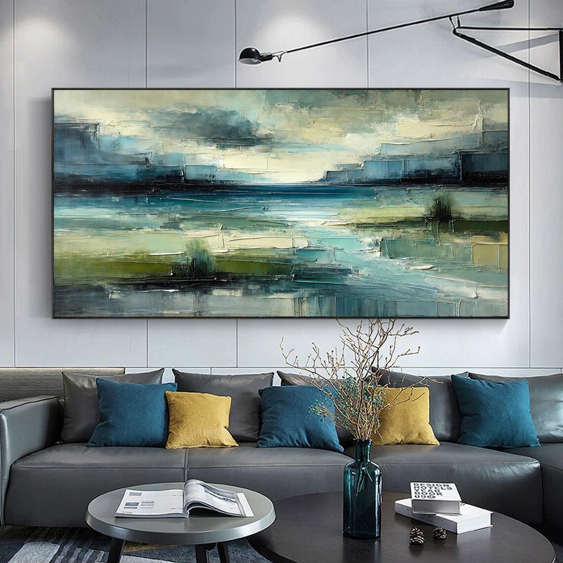 Abstract Lake Landscape - Textured Nature Painting