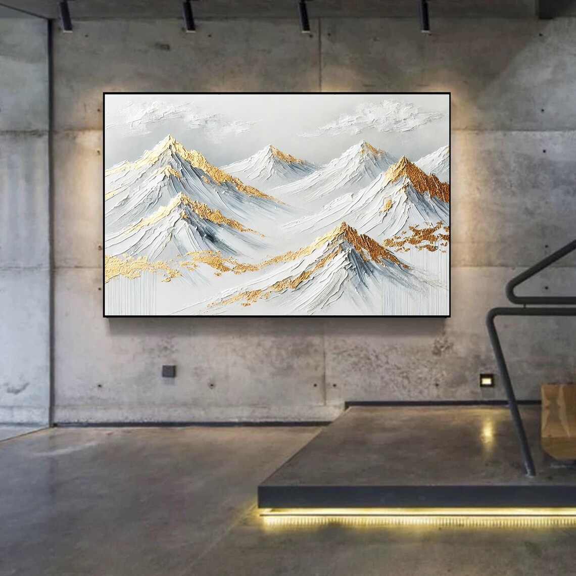 Gold Mountain, 3D Textured Snow Landscape Painting - Image 4