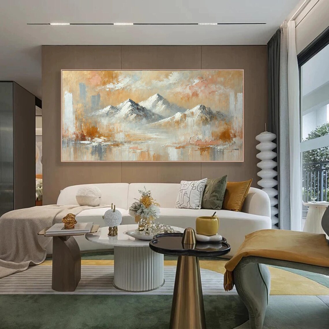 Original Mountain Landscape, Abstract 3D Textured Painting - Image 2