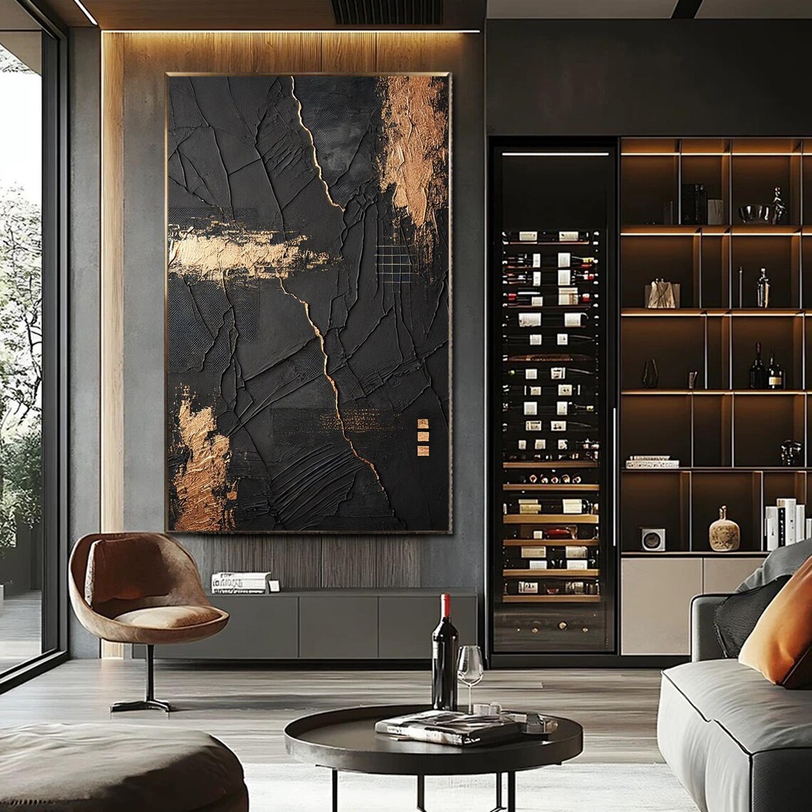 Black Gold Abstract Geometric, Modern Luxury Art Print - Image 2