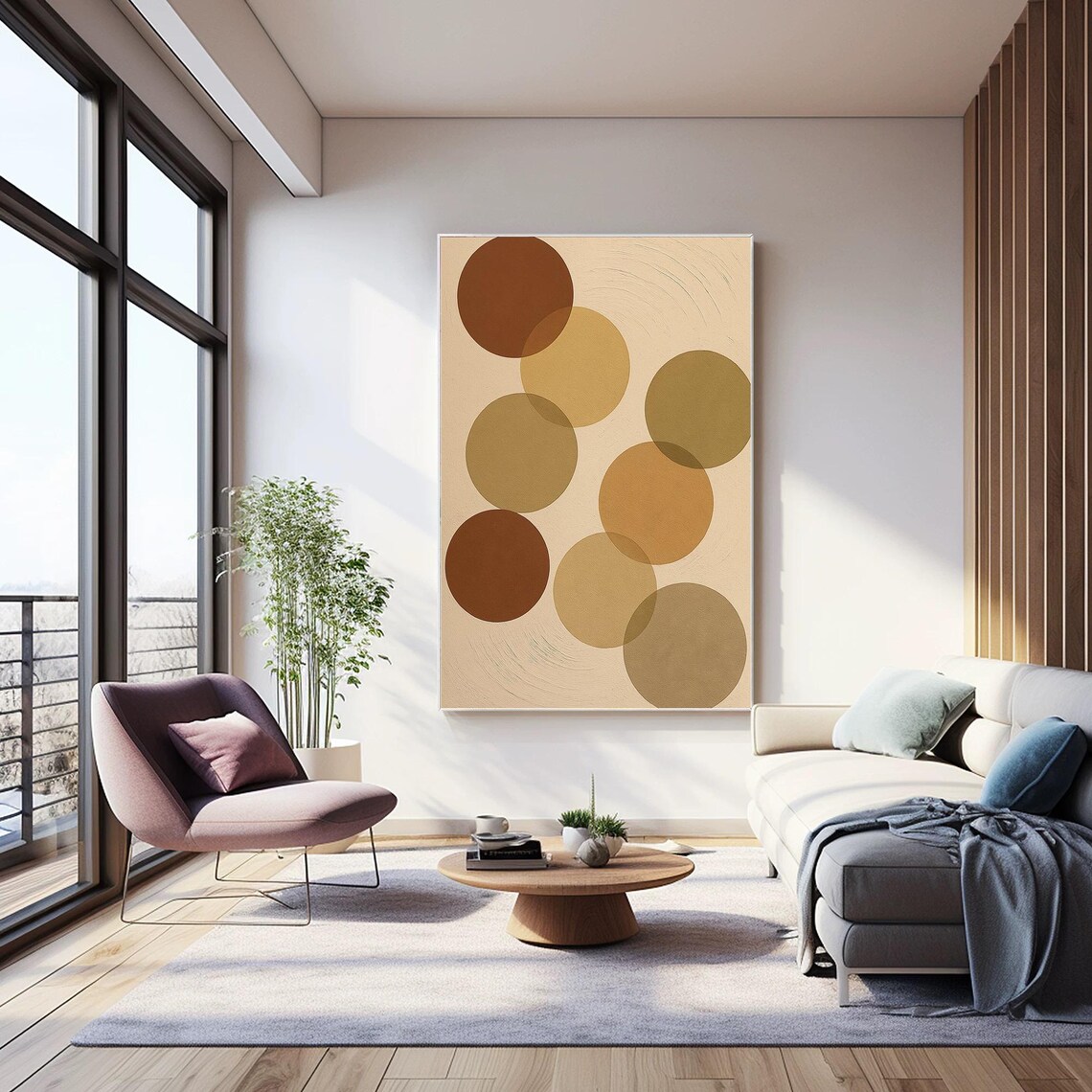 Abstract Painting, Textured Circle Geometric Modern - Image 4