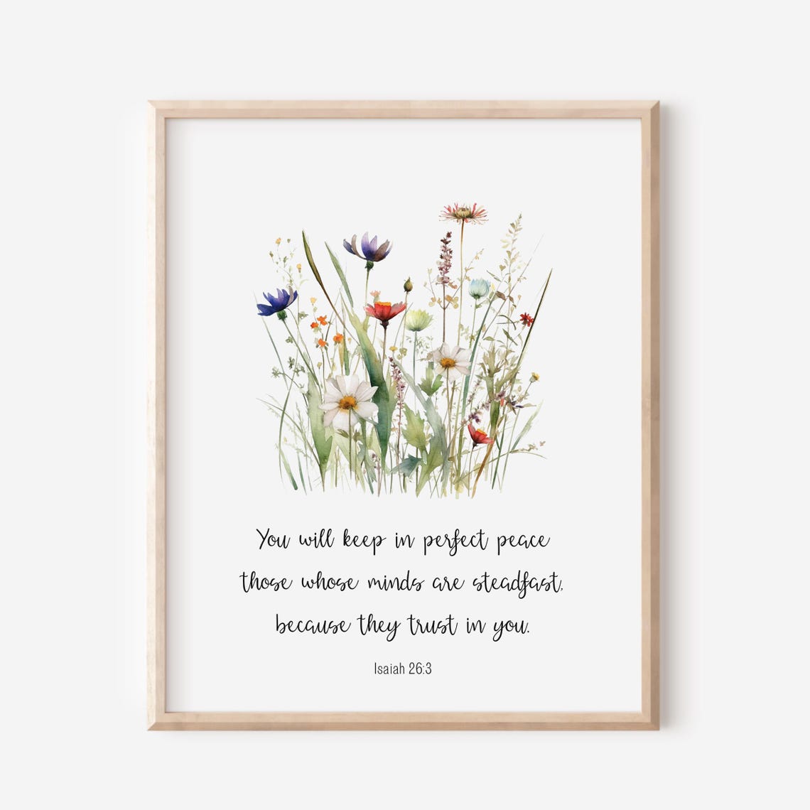 Isaiah 26 3 You Will Keep In Perfect Peace Floral Scripture Poster