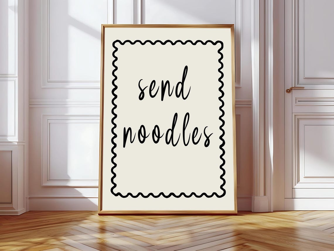 Send Noods Funny Kitchen Print Noodle Loving Wall Art Gift Funny Cards Ramen Wall Decor Hand Drawn Wall Art