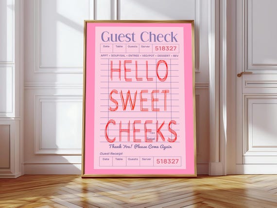 Hello Sweet Cheeks Bathroom Sign Instant Sweet Cheeks Sign Bathroom Wall Art Typography Art Prints Nursery Decor