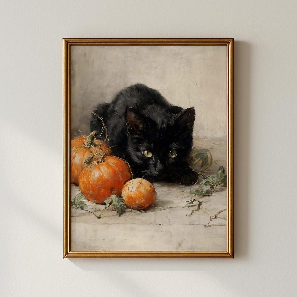 Black Cat Wall Art Vintage Poster Decor Halloween Lover Gift