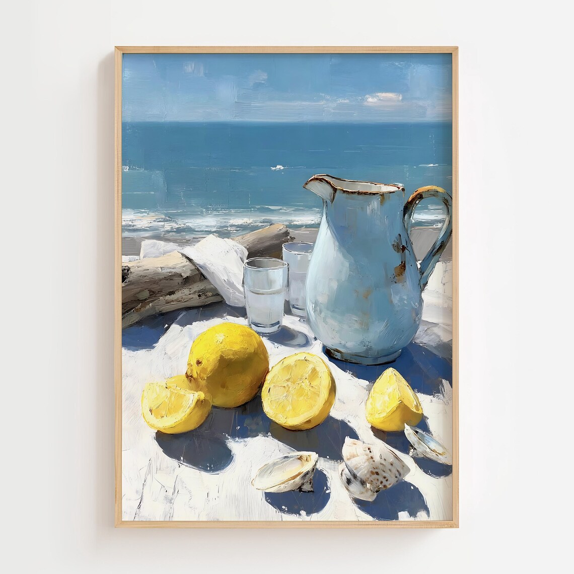 Mediterranean Lemon Art Print, Coastal Kitchen