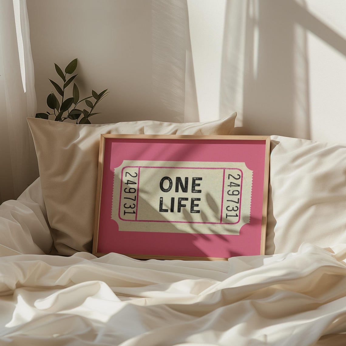 One Life Motivational Vintage Ticket Stub Pink Inspirational Poster - Image 4