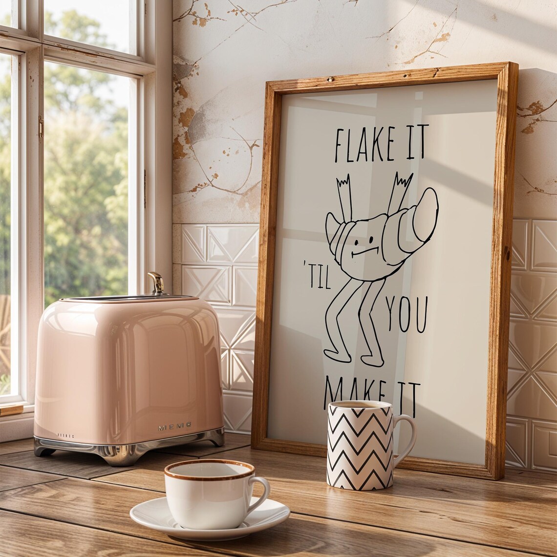 Flake It Til You Make It Croissant Pun Art Print - Image 2