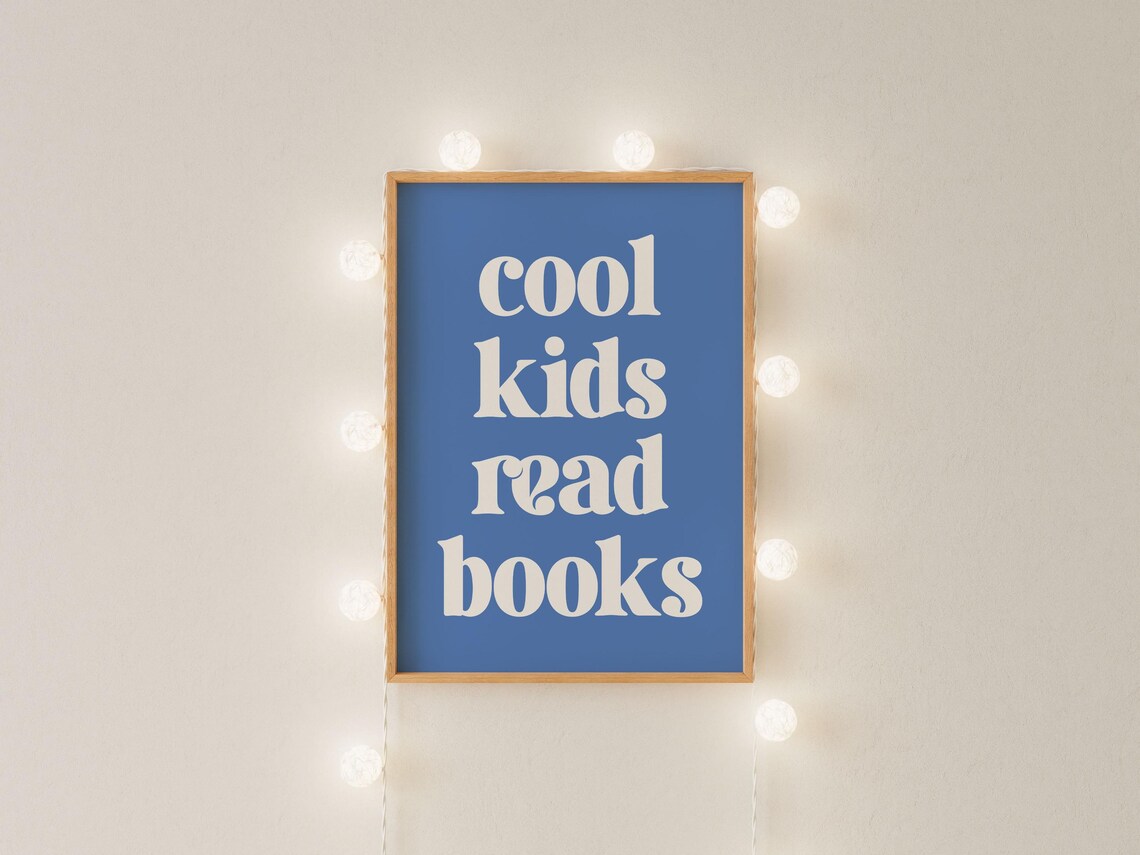 Cool Kids Read Books Retro Typography Mustard Yellow Room Wall Art - Image 3