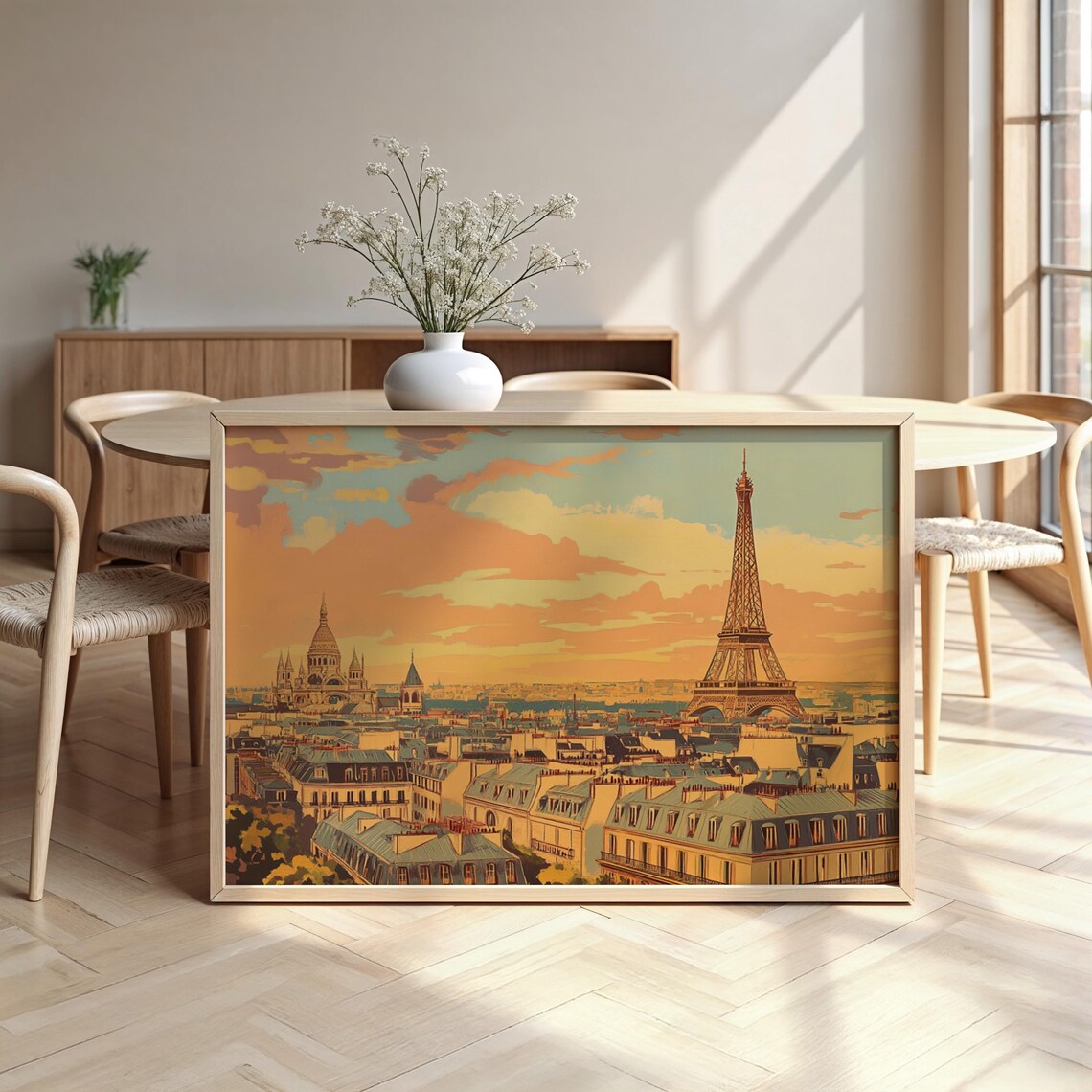 Paris Cityscape Watercolour Framed Poster Luxurious Design Ready To Hang Art