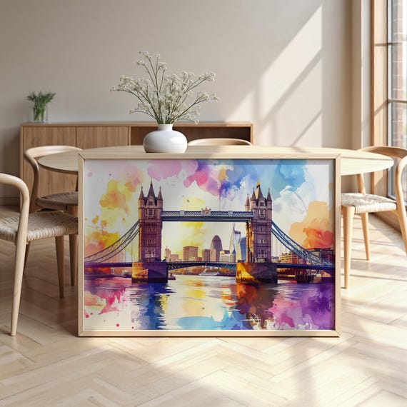 Tower Bridge Watercolour Framed Poster Luxurious Design Ready To Hang Art