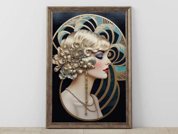 Art Deco Woman Portrait, Vintage Inspired Art Print