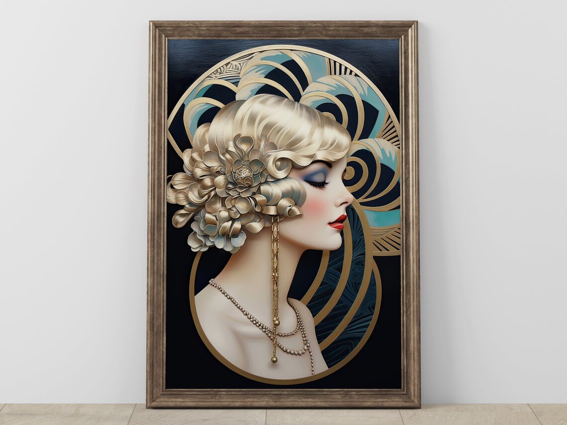 Art Deco Woman Portrait, Vintage Inspired Art Print