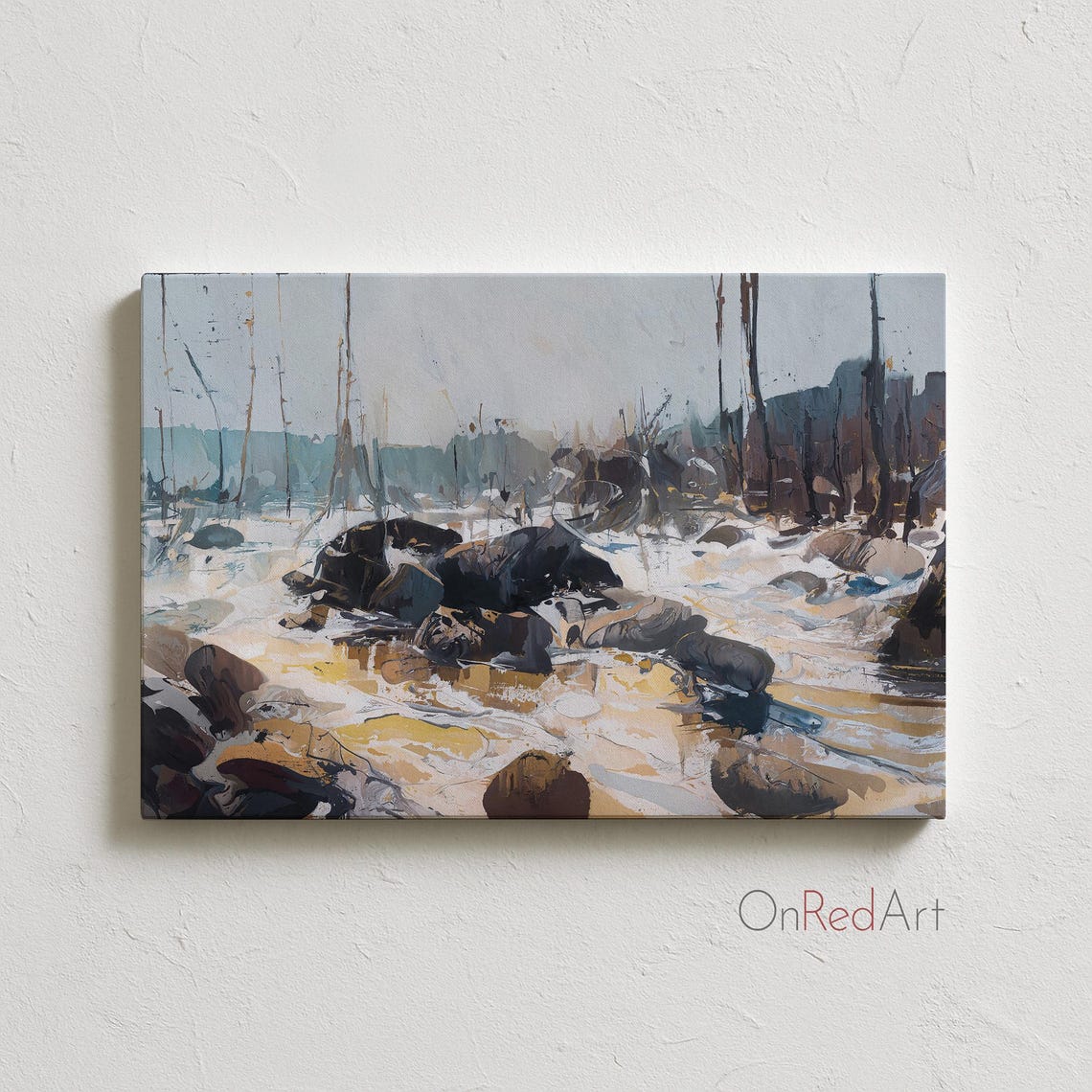 Meltwater Drift Abstract Winter Riverbed Art Print