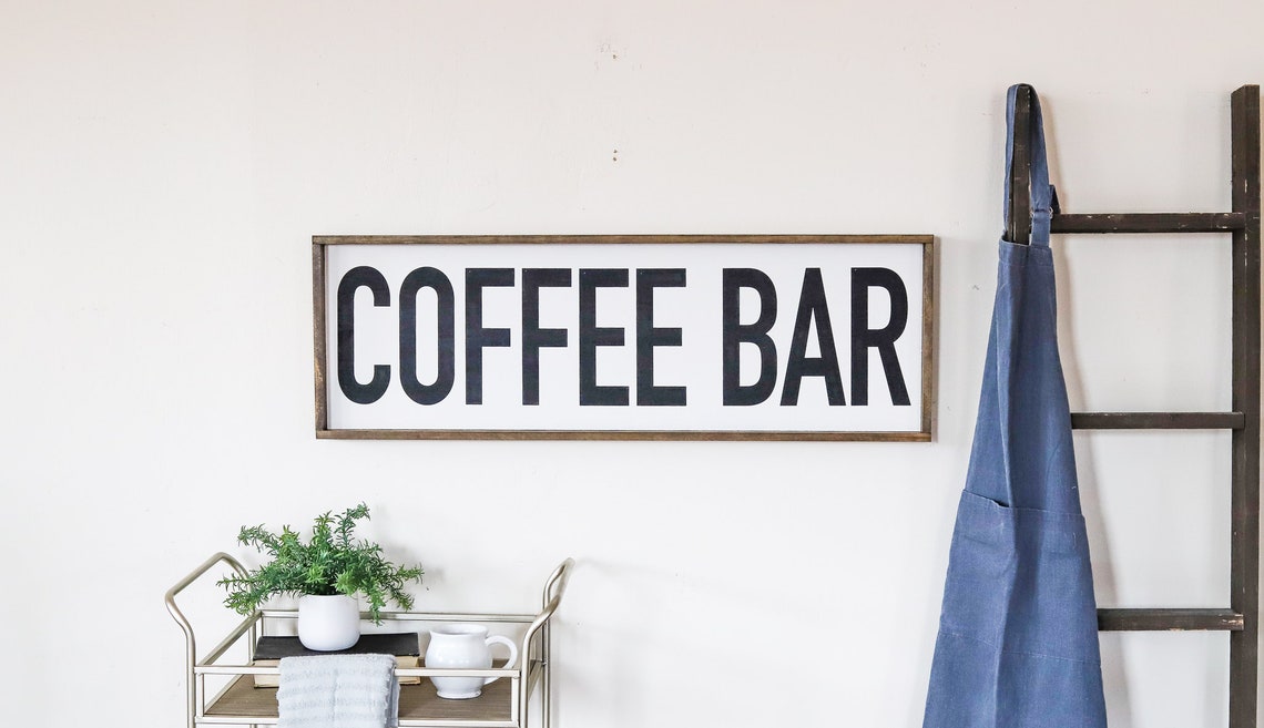 Coffee Bar Bold Black Typography Kitchen Coffee Station Poster