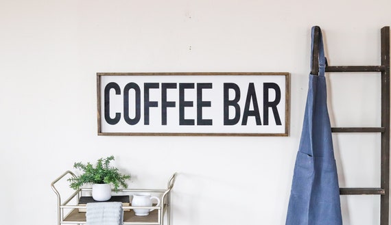 Coffee Bar Sign Farmhouse Kitchen Sign Framed Wood Sign Farmhouse Wall Decor