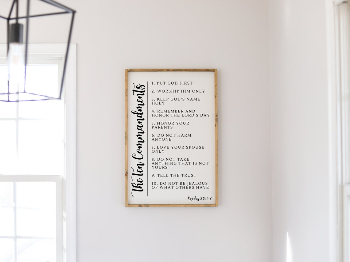 The Ten Commandments Exodus 20 Typography Poster for Christian Homes