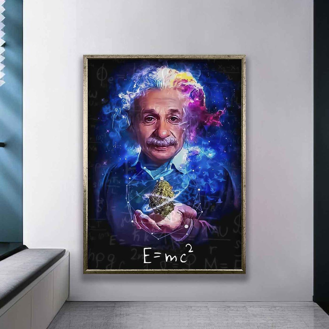 Albert Einstein Psychedelic Cosmic Portrait E=mc2 Science Poster - Image 3