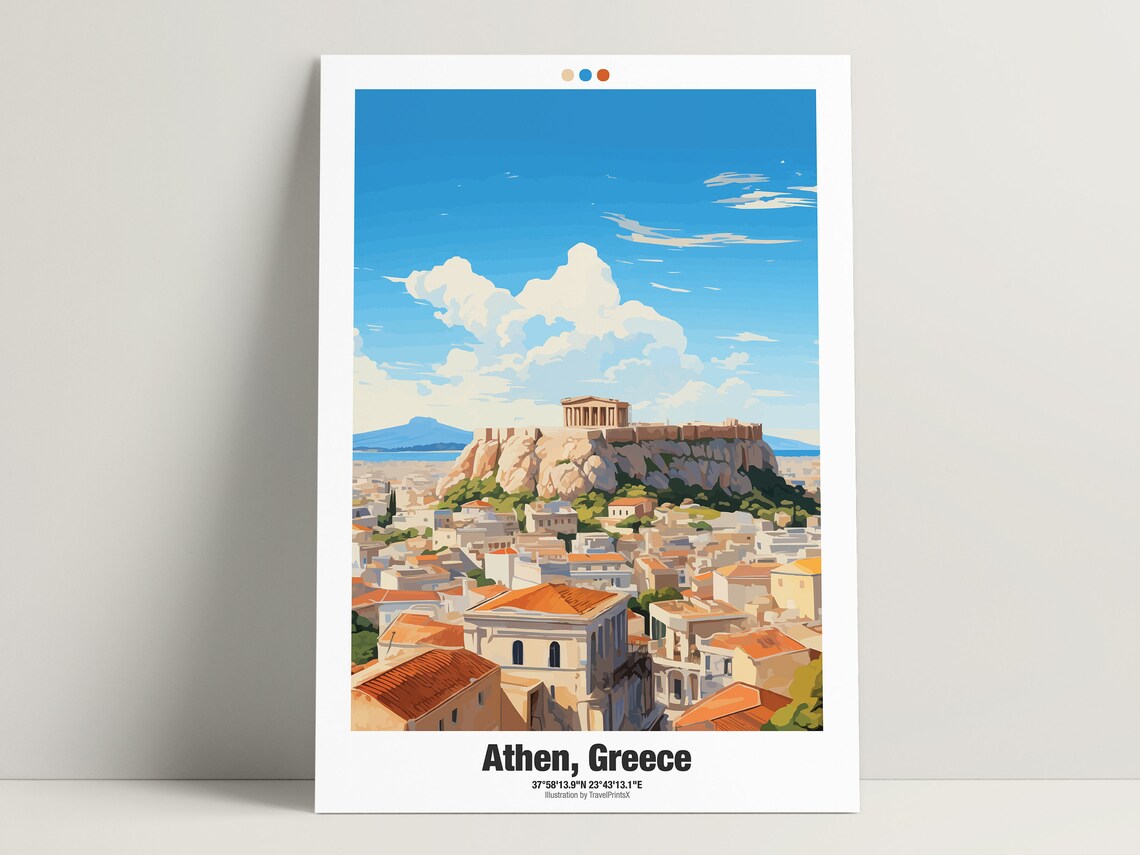 Athens Greece Acropolis Parthenon Ancient Citadel Hill Ruins Travel Poster - Image 3