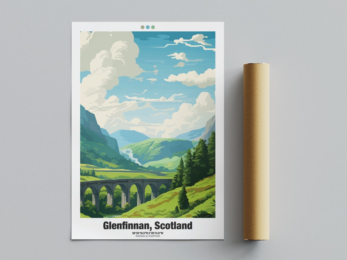 Glenfinnan Travel Poster Scotland Travel Poster United Kingdom Travel Art Poster