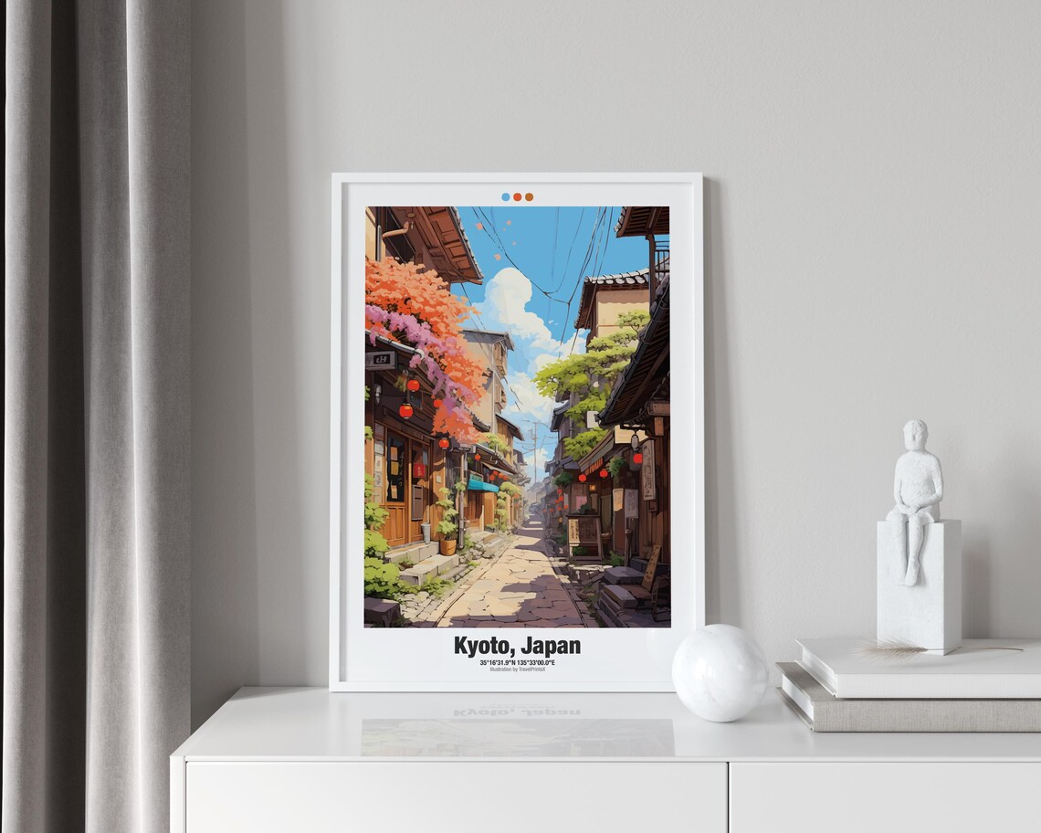Kyoto Japan Old Town Lantern Street Cherry Blossom Alley Travel Poster - Image 3
